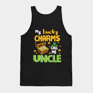 Gold Shamrocks Saint Patrick My Lucky Charms Call Me Uncle Tank Top